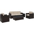 Veranda Palm Harbor 5-Piece Outdoor Wicker Sofa Conversation Set with Sand Cushions - Brown, 5PK VE383092